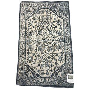 Stitch and Weft Blue Stonewashed Accent Rug 35x59 Boho Runner Mat Machine Wash